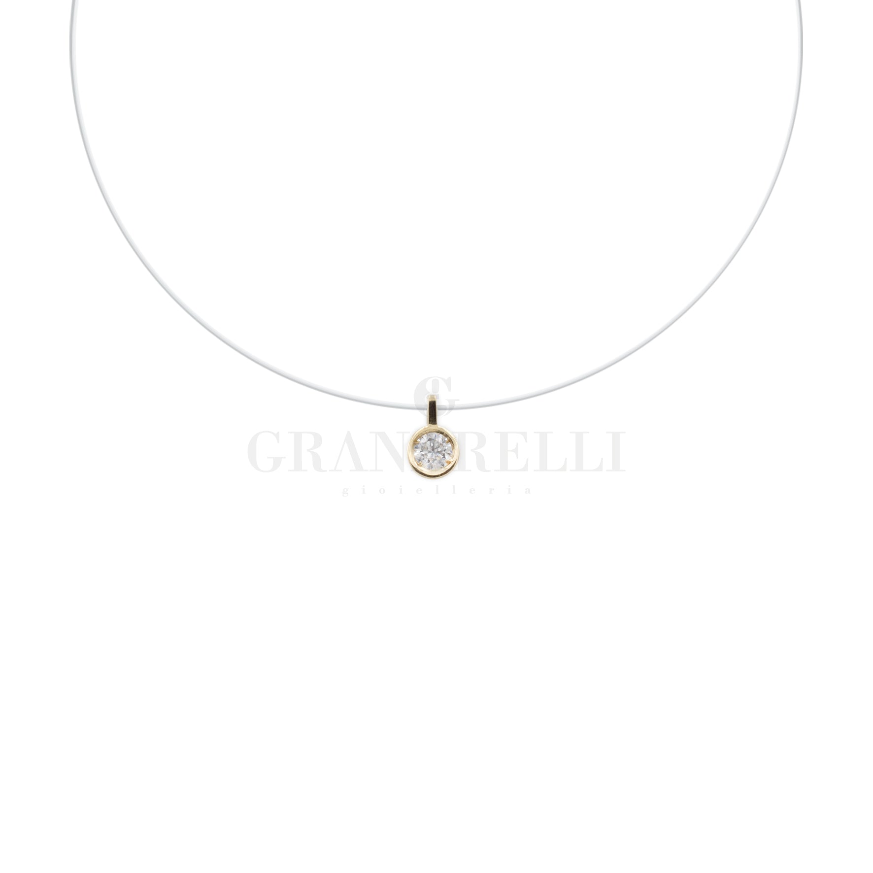 Minimal invisible necklace with nylon thread and diamond set – GioGioJewels