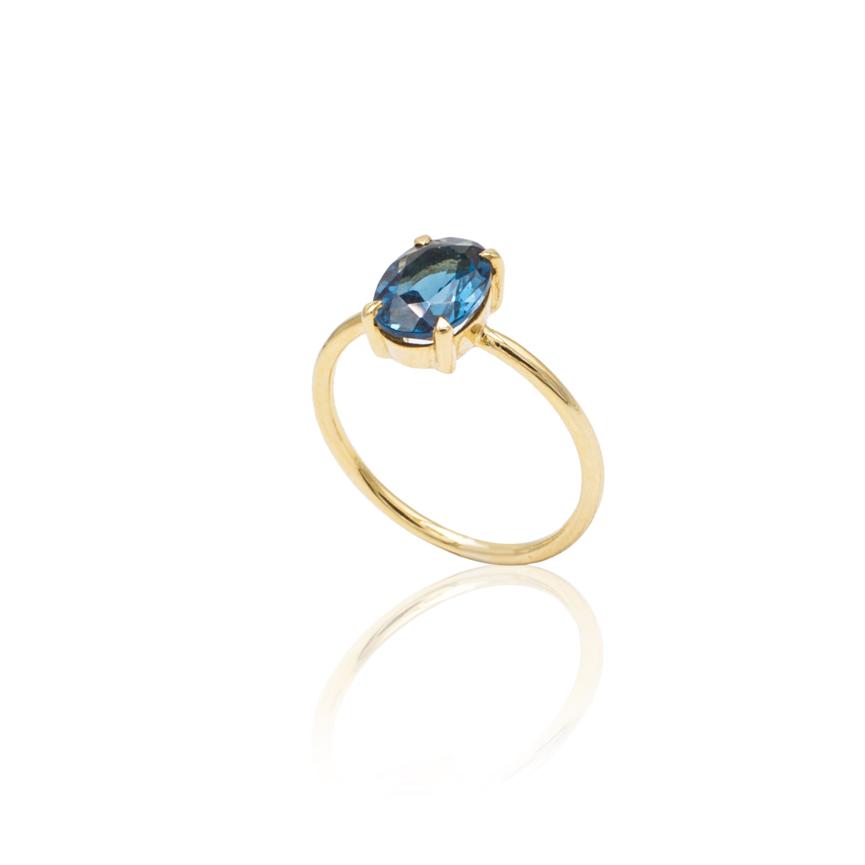 Anello In Argento Sterling 925 Con Gemma Di Topazio Blu Naturale Per Donna #3917 Anello In Argento Sterling 925 Con Gemma Di Topazio Blu Naturale Per Donna #3917
