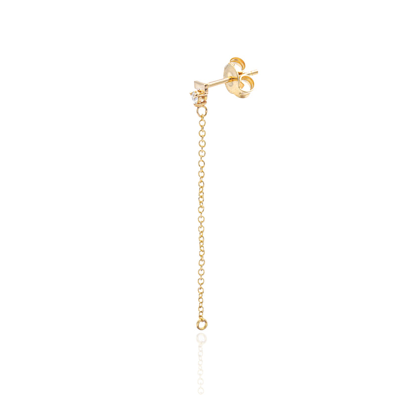 Single bar and diamond earring with chain